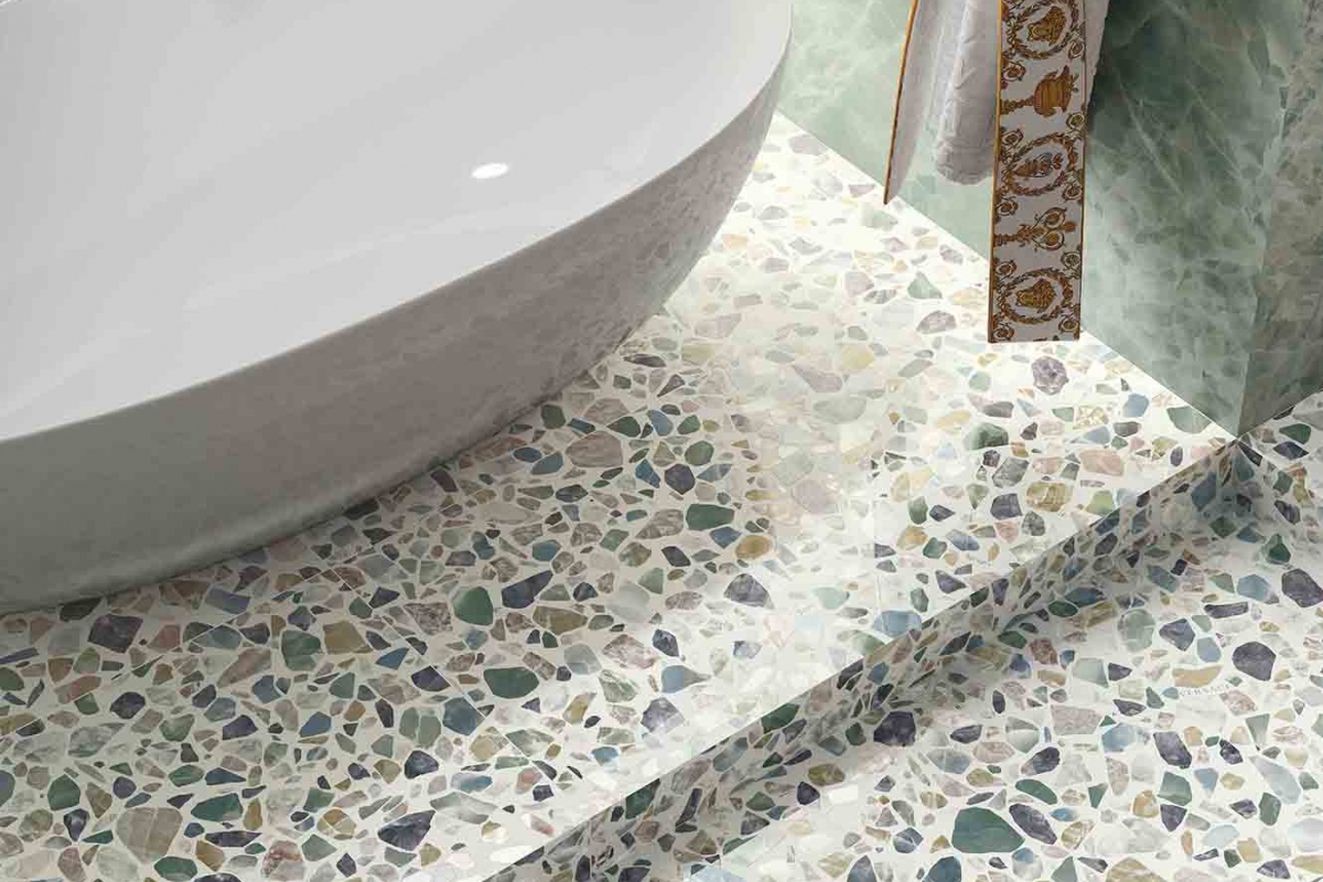 GEMSTONE SHARDS WHITE 60X120 + ONYX GREEN 120X280 