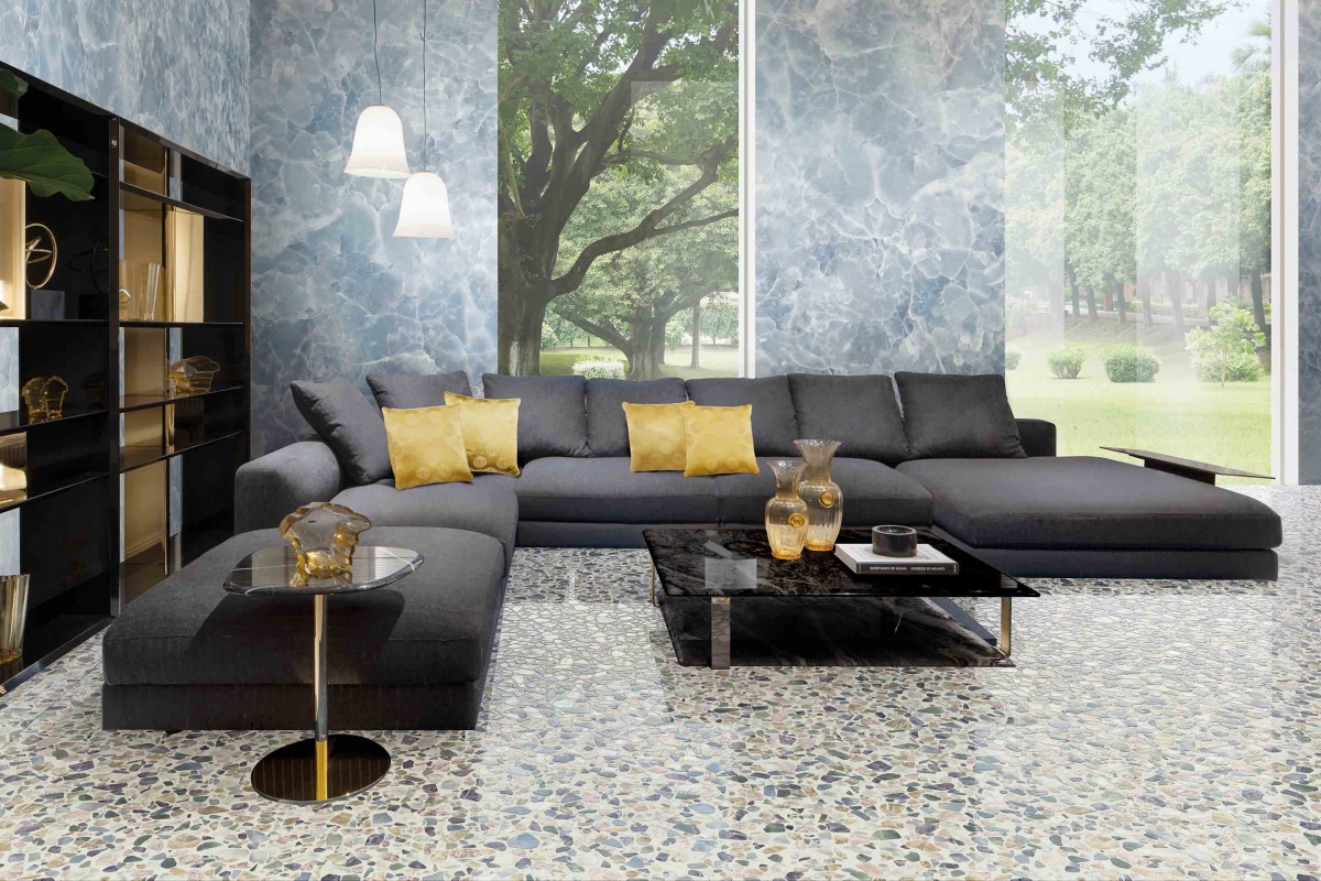GEMSTONE SHARDS WHITE 120X120 + ONYX SKY 120X280