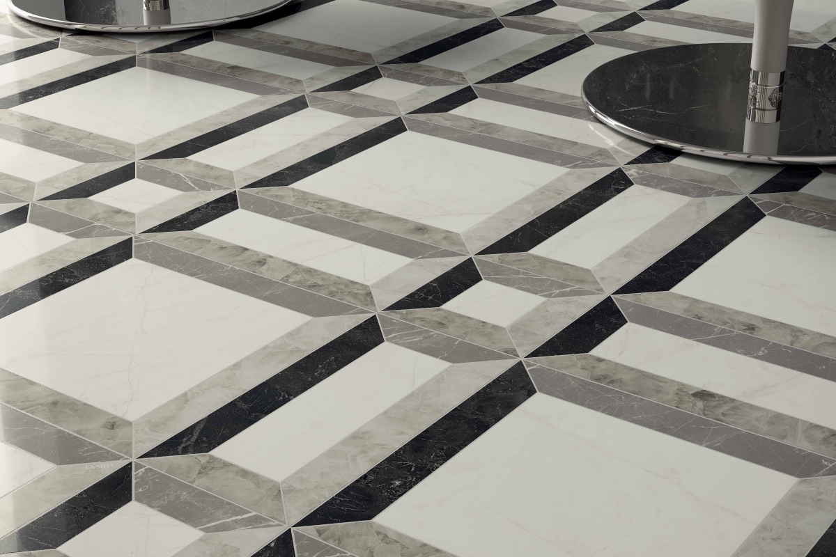 TARSIA NERO IMPERIALE LUX 3D 60X120 FRAME NERO LUX 3D 60X120