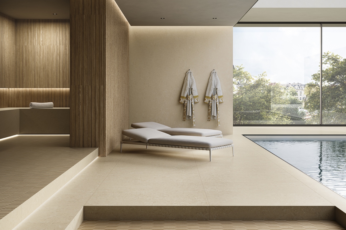 VSTONE BEIGE LAP 120X280 + BEIGE R11 60X120 + LEATHERWOOD FLUTED HONEY NAT 20X120 + MOSAICO LOZENGE BEIGE LAP 28,5X20,5.jpg  
