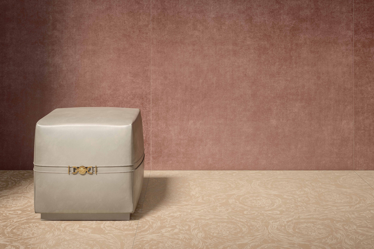 HARMONY VELVET BEIGE NAT 120x120 + VELVET BEIGE GRECA BORDER NAT 15X60 + CORNER MEDUSA 15X15 + VELVET MEGABAROCCO BEIGE 120X120 + VELVET RUST 120X280 + MIRROR BRONZE LUX 120X280.jpg  