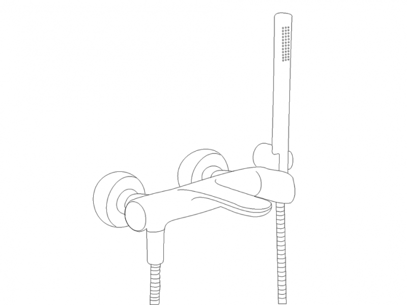 Exposed bath mixer with shower set