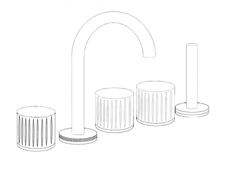 Bathtub side set + hand shower Round