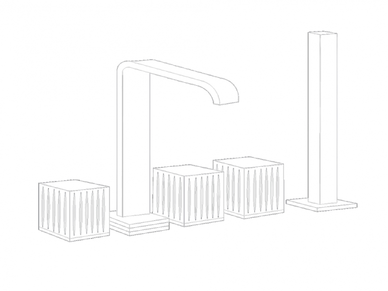 Bathtub side set + hand shower Square