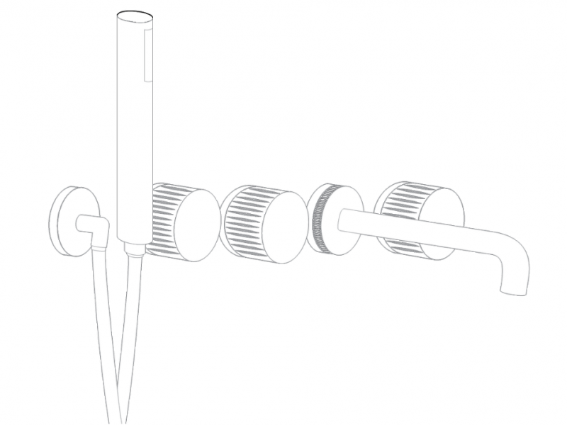 External bathtub side set + wall hand shower Round