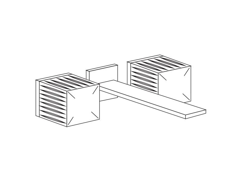 Three-hole washbasin wall set Square