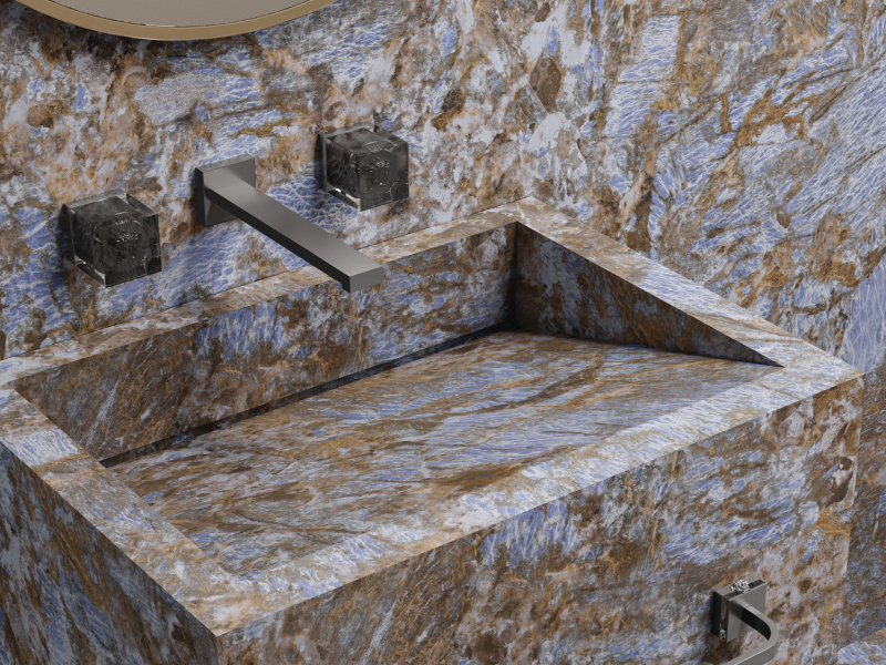 Three-hole washbasin wall set Square